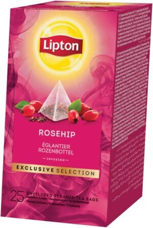 Doos Lipton Tea Company Exclusive Selection rozebottel thee met 25 zakjes