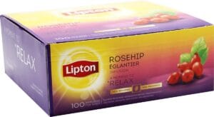 Doos Lipton Tea Company Rozebottel infusion met 100 zakjes