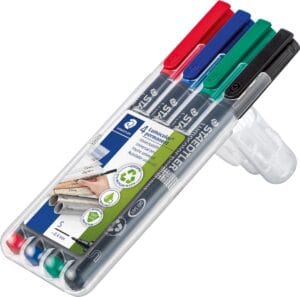 Staedtler Lumocolor 313 OHP-marker - 0,4 mm, etui van 4 stuks in geassorteerde kleuren — productfoto 2