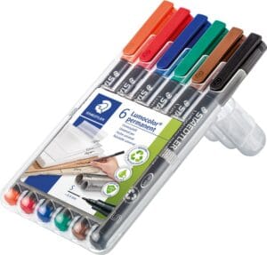 Staedtler Lumocolor 313 OHP-marker permanent 0,4 mm - etui van 6 stuks, assorti — productfoto 2