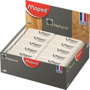 Doos met 40 witte Maped gum Dessin potloodgummen met schuine punt
