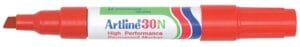 Rode Artline 30N permanent marker met schuine beitelpunt en metalen lichaam