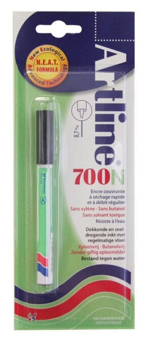 Artline 700N permanent marker zwart met ronde punt op blister