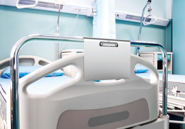 MAUL klemplaat aluminium Medic A4 liggend, rond gebogen ophanging aan de lange zijde, RVS klem - Afbeelding 2