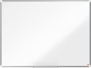 Nobo Premium Plus whiteboard van 120 × 90 cm met gelakt stalen oppervlak en aluminium frame