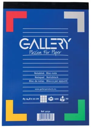Gallery schrijfblok A5 geruit 5 mm met 100 vellen