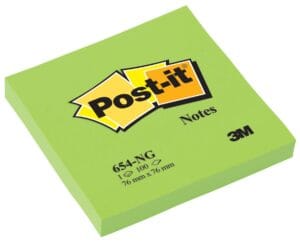 Neongroen Post-it Notes memoblok van 76 × 76 mm met 100 vel