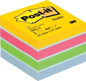 Post-it Notes mini kubus met 400 vel in vijf geassorteerde kleuren, 51 × 51 mm