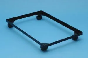 Stalen Really Useful Box onderstel met zwarte PVC-wieltjes van 4,5 cm