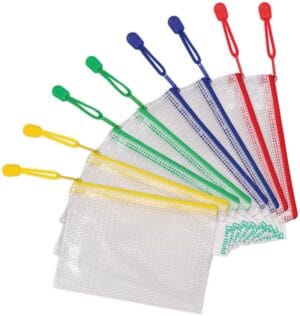 Tarifold Technic opbergtassen met rits A6 in geassorteerde kleuren, pak van 8 stuks