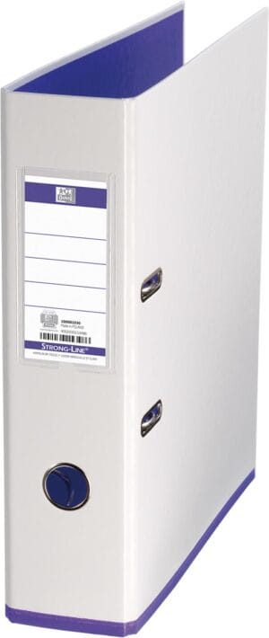 Oxford MyColour ordner A4 in wit-paars met rug van 8 cm en hefboommechanisme