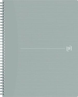 Oxford Origin spiraalschrift, ft A4+, 140 bladzijden, gelijnd, grijs — spiraalschriften met soepele kaft