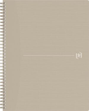Oxford Origin spiraalschrift, ft A4+, 140 bladzijden, geruit 5 mm, zand — spiraalschriften met soepele kaft