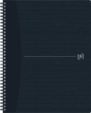Oxford Origin spiraalschrift, ft A4+, 140 bladzijden, geruit 5 mm, zwart — spiraalschriften met soepele kaft