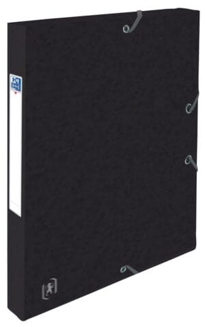 Zwarte Elba Oxford Top File+ elastobox voor A4 met elastosluiting en rugetiket