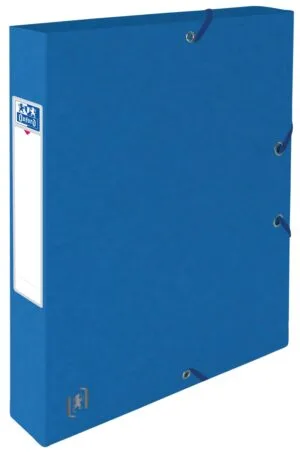 Blauwe Oxford Top File+ elastobox voor A4 met rug van 4 cm en elastosluiting