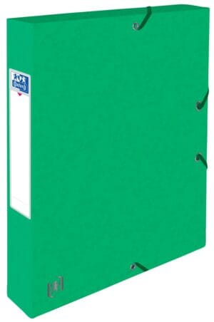 Groene Oxford Top File+ elastobox A4 met elastosluiting en rugetiket