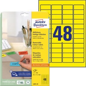 Avery Zweckform mini-etiketten geel - 21,2 × 45,7 mm, 960 stuks — productfoto 2