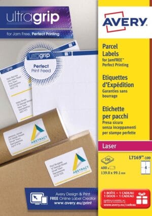 Doos Avery L7169 verzendetiketten van 99,1 x 139 mm voor laserprinter, 100 vellen