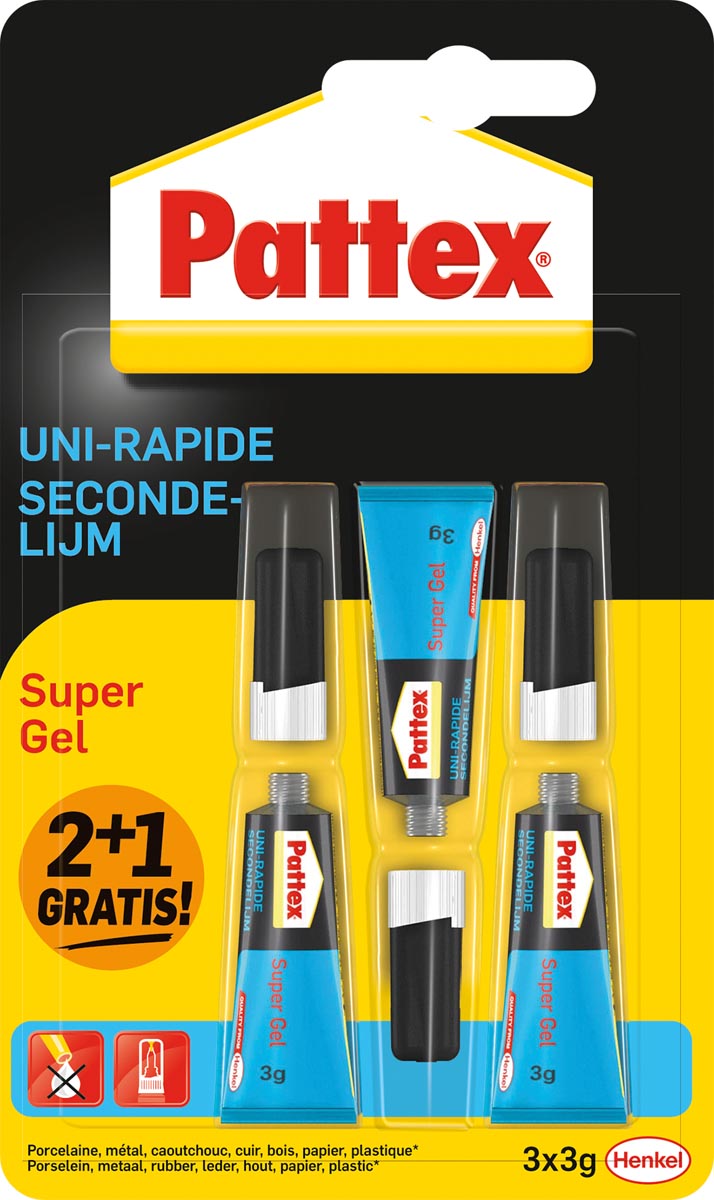 Taille Reductor personeelszaken Pattex Super Gel secondelijm, 3 g, 2 + 1 gratis, op blister | Portaal Check