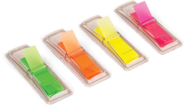 Pergamy index ft 45 x 12 mm, blister met 4 geassorteerde neonkleuren, met dispenser - Afbeelding 2