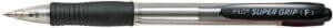 Pilot Super Grip balpen in zwart met transparant lichaam en rubberen grip