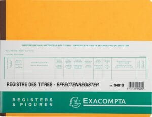 Exacompta effectenregister 24 × 32 cm voor BV-SRL, tweetalig en liggend