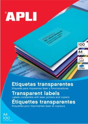 Doos Apli transparante etiketten 70 x 37 mm met 480 stuks op A4-vellen