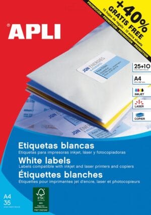 Apli etiketten ft 70 x 37 mm (b x h), rechte hoeken, 600 stuks, 24 per blad (1212) — multifunctionele etiketten