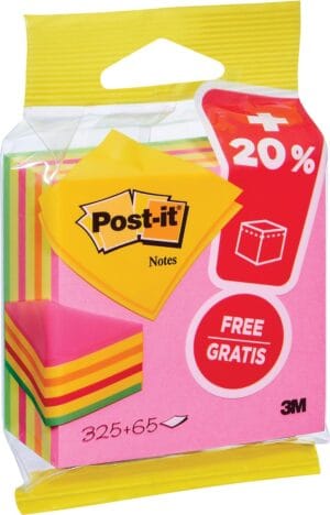 Post-it Notes kubus met neon memoblaadjes van 76 × 76 mm op blister