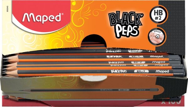 Maped potlood Black'Peps HB, zonder gum, kartonnen displaydoos van 100 stuks - Afbeelding 2