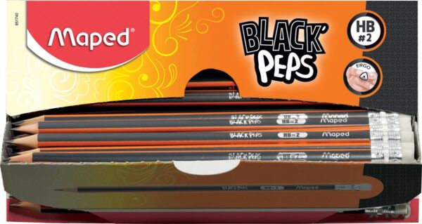 Maped potlood Black'Peps HB, met gum, kartonnen displaydoos van 100 stuks - Afbeelding 2