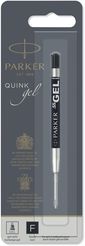 Parker Quink Gel balpenvulling fijn in zwart op blister