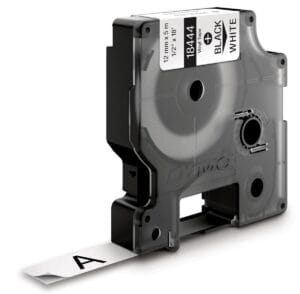 Dymo RHINO vinyltape 12 mm - zwart op wit — productfoto 2