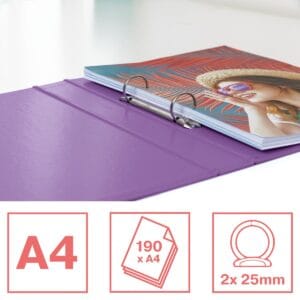 Esselte Colour'Breeze ringmap A4 - 2 O-ringen, PP, harde kaft, lavendel — productfoto 2