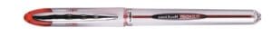 uni-ball Vision Elite 200 roller in rood met metalen clip en zichtbaar inktniveau