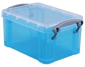 Really Useful Box opbergdoos van 0,7 liter in transparant helblauw met deksel