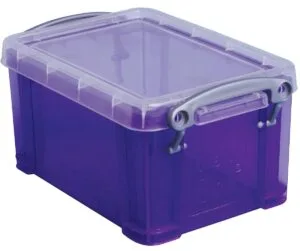 Really Useful Box opbergdoos van 0,7 liter in transparant paars met deksel