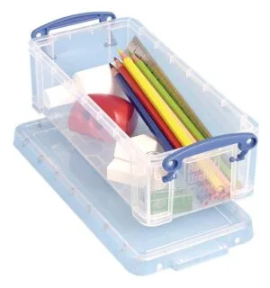 Transparante Really Useful Box opbergdoos van 0,9 liter met deksel en twee clips