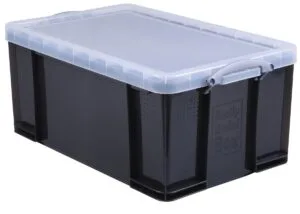 Really Useful Box opbergdoos van 64 liter in transparant gerookt met deksel
