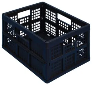 Zwarte Really Useful Box plooibox van 45 liter, uitgeklapt en stapelbaar