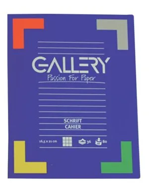 Gallery schrift A5 met geruit papier van 5 mm en luxekaft met rode kantlijn