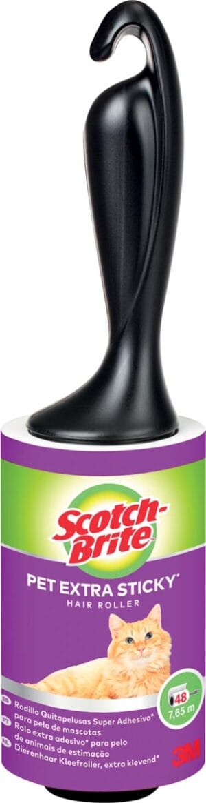 Scotch Brite pluizenkleefroller met zwart handvat en 48 voorgesneden vellen