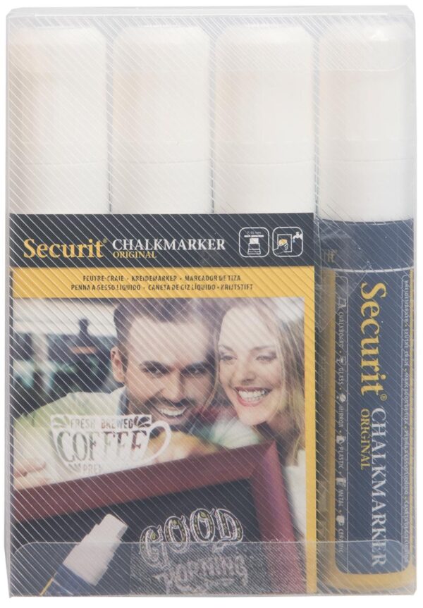 Securit krijtmarker large wit, etui met 4 stuks - Afbeelding 2