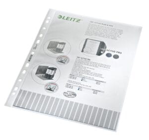 Leitz Premium Showtas A4 - 30% gerecycleerd plastic, 11-gaatsperforatie, 100 micron, doos van 100 stuks — productfoto 2