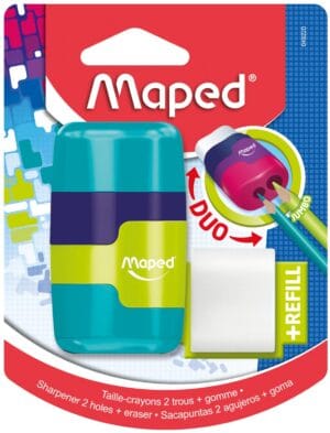 Maped Connect Soft Touch potloodslijper met gom en navulling, 2 gaten, op blister ā productfoto 2