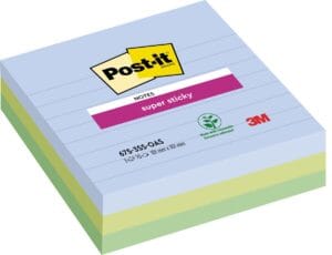 Post-it Super Sticky notes XL Oasis, 70 vel, ft 101 x 101 mm, gelijnd, assorti, pak van 3 blokken — gekleurde notes