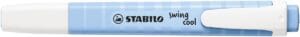 STABILO swing cool markeerstift in pastelblauw met schuine punt en witte clip