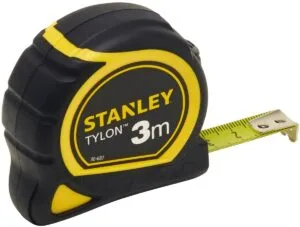 Zwarte Stanley Tylon rolmeter met 3 m lang meetlint van 12,7 mm breed