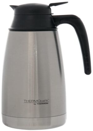 Grijze Thermos isoleerkan van 1,5 liter in inox met schenksysteem